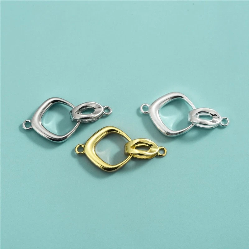 925 Sterling Silver  Square Fold-Over Clasp Closure for Bracelet Necklace XS17 - Image 1 of 4