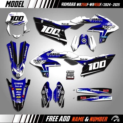 雅马哈 wr 250f wr 450f WRF 2024 2025 贴纸 图形套件 贴纸 胶粘剂 — 第 1/2 张图片