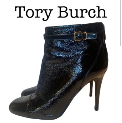 Botines de tacón alto de charol negro Tory Burch Layne talla 9 1/2 Foto 1 de 4