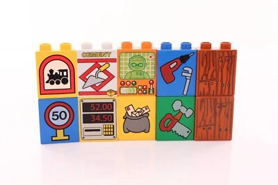 Lego Duplo Lot 10 x duplo brick 1 x 2 x 2 decorated - Image 1 of 4