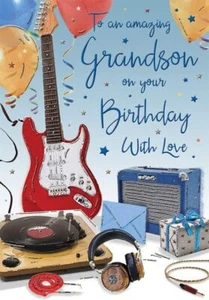 Nieto en tu tarjeta de cumpleaños. Imagen de guitarra. 23x15cm (9x6 pulgadas) - Imagen 1 de 2