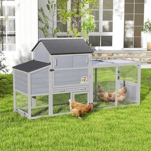 COZIWOW 82" Chicken Coop With Wheels Rabbit Hutch Large Wooden Poultry Cage - Picture 1 of 14