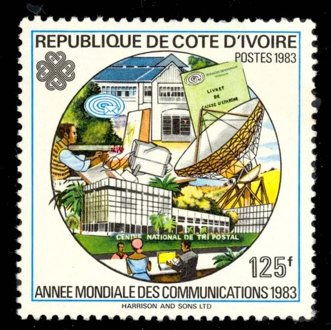Ivory Coast #682B MNH CV$125.00 1983 125fr WORLD COMMUNICATION Cover