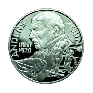 Moneda Suecia 20 Euros 1998 Plata Pintor Anders Zorn 36mm Conmemorativa 03763 - Imagen 1 de 3