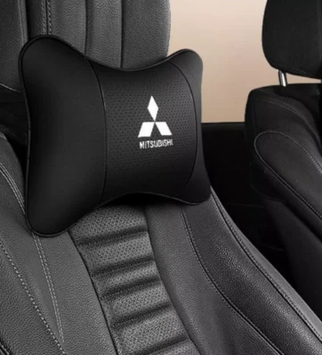 2pcs For Mitsubishi Pu Leather Car Neck Pillow Breathe Cushion Headrest Pillows - Image 1 of 4
