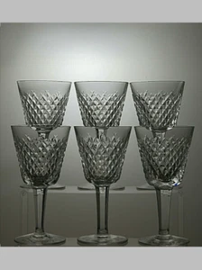 Waterford Crystal "Alana" Cut Set Of 6 Claret Wine Glasses 5 3/4" - 14A - Picture 1 of 8