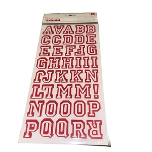 American Crafts Chipboard Alphabet Stickers-Letterman-Crimson 91/Pkg. Red/white - Picture 1 of 9