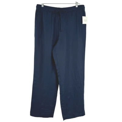 Charter Club Luxury Linen Pants Womens Size 10 Blue Straight Leg NWT PT-2336 - Image 1 of 4