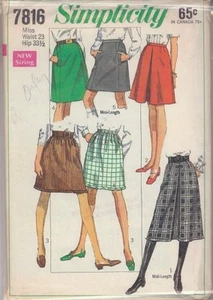 Vintage Set of skirts in three lengths Sewing Pattern S7816 Size 23" - Picture 1 of 1