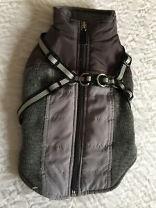 TOP PAW NEW GREY PADDED DOG COAT/GILET/BODY WARMER INTEGRATED HARNESS SIZE M