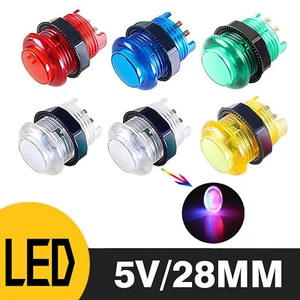 28mm Arcade LED Push Buttons illuminated Microswtich JAMMA MAME Raspberry 5V New - Picture 1 of 42