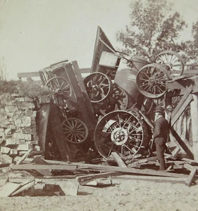 Antique Steam Tractor Accident Photo Stereoview Bridge Collapse Baltic SD 1900s - Picture 1 of 6