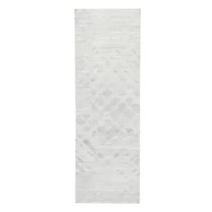 4'x12' Modern Hand Spun Undyed Natural Wool Ivory with Gray Runner Rug R62906