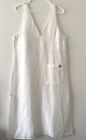 Lunya Resort Linen Silk Double V Midi Dress Ivory