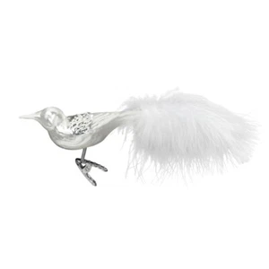 Christbaumschmuck Glas Vogel auf Clip mit Federn Weihnachtskugeln Weihnachtsbaum - Bild 1 von 1