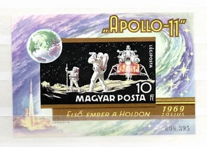 Hungary 1969 IMPERVED sheet Space/Apollo 11 stamps (Michel Block 72 B) MNH - Picture 1 of 1