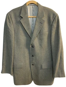 Mens Linen Silk Wool Sport Coat Size 40L USA Union Made Gray Lt. Blue Khaki EUC - Picture 1 of 11