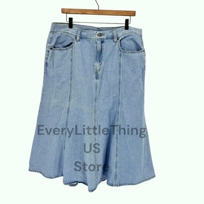 Levi's Fit and Flare Denim Midi Skirt 34 Blue Jean High Rise Capsule Wardrobe - Image 1 of 4