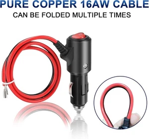 Universal Zigarettenanzünder Stecker 12V / 24V KFZ LKW Stecker Buchse mit Kabel - Bild 1 von 10