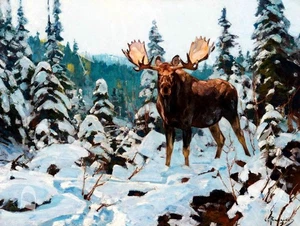 Schöne Reproduktion 8x10 Elch Fotodruck vom Künstler Philip Goodwin - Bild 1 von 1