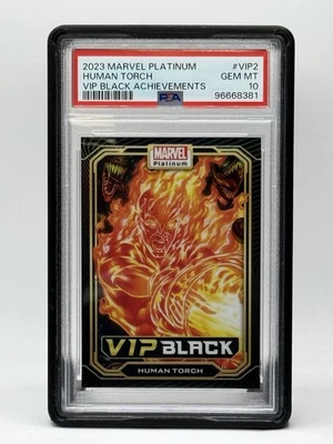 2023 Marvel Platinum Human Torch VIP Black Achievements #VIP2 Gem Mt PSA 10 - Image 1 of 3