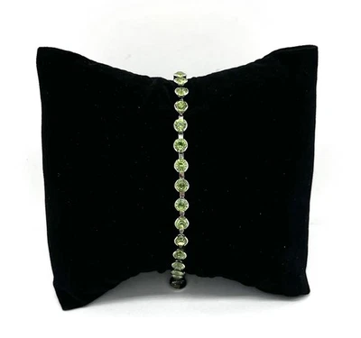 Modeschmuck Armband, simulierte Diamanten, rund, Grün, 18 cm lang, 4 mm breit - Bild 1 von 2