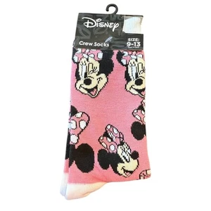 Disney Minnie Mouse Pink Crew Socks Size 9-13 - Picture 1 of 2