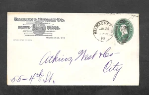 1893 BRADLEY & METCALF BOOTS & SHOES 2c P.S ADERTISING ENVELOPE 'MILWAUKEE' D/S. - Picture 1 of 2