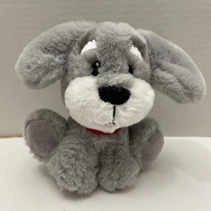 American Greeting Grey Puppy Dog Plush 6” Red Collar Eye Brows Soft - Picture 1 of 6