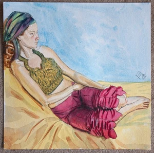 Original Female watercolour on paper life Drawing Girl woman artwork painting - Picture 1 of 1