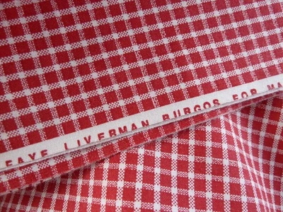 Small Red & White Checked Cotton Faye Liberman for Marcus Brothers 2 yds X 44" - Image 1 of 4