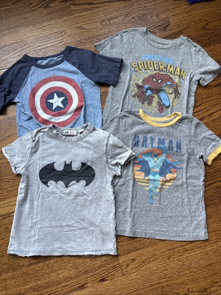 Lot Of 4 Boy's Size 6 Spiderman, Batman, Captain America Tshirts - Image 1 of 1