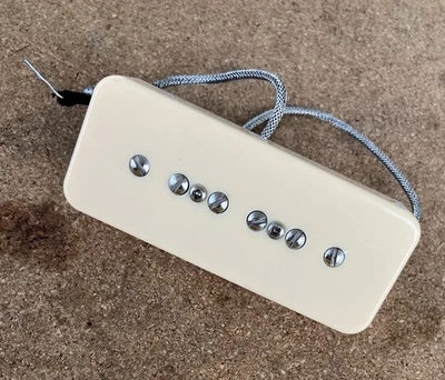 Mystery Vintage Style Alnico V Soapbar P90 Pickup, 8.9k DC Bridge 52mm E-e Creme - Image 1 of 4