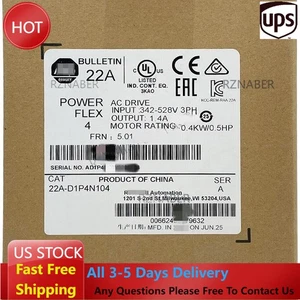 1P AB 22A-D1P4N104 Neu Versiegelt 22A-D1P4N104/A PowerFlex 4 0,4 kW 0,5 PS Wechselstromantrieb - Bild 1 von 6