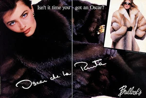 1986 Oscar de la Renta Pelzmantel Paulina Porizkova MAGAZIN AD - Bild 1 von 1