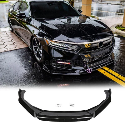 Glossy Black Front Bumper Lip Splitter Spoiler For Honda Accord Sport 18-20 - Image 1 of 4