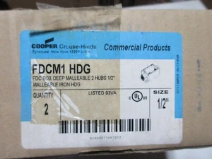 Nuevo 2 piezas Cooper Crouse Hinds FDCM1 HDG caja de hierro maleable profundo 2 bujes 1/2" - Imagen 1 de 8