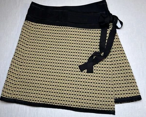 Rachel Roy Mod Geometric Black/tan Mini Wrap Skirt Beach Y2K Office Siren Sm - Picture 1 of 9