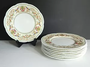 Set of 8 Antique Cauldon England Porcelain Hand Painted Dessert Plates c.1904 - Picture 1 of 7