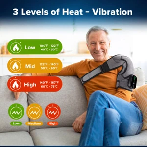 Electric Heated Shoulder Massager Brace with Vibration Therapy Joint Pain Relief - Picture 1 of 21