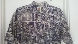 TORI RICHARD Hawaiian Shirt Spanish Mediterranean Block Motifs Large 100% Cotton - Picture 1 of 5