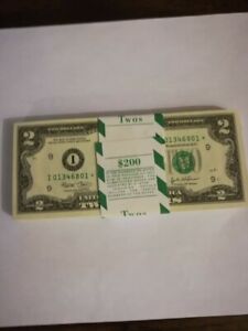 One US 2003 $2 Dollar Bill *Star * Note ( I 01346801*-900* series ) Uncirculated