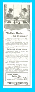 1919 QUAKER OATS breakfast cereal Puffed Wheat Rice antique PRINT AD whole wheat - Picture 1 of 3