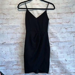 Lulus Dress Womens XS Forever Your Girl Black Bodycon Mini Tulip Front straps - Picture 1 of 10