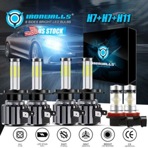 For Hyundai Sonata 2011-2014 - 6 Sided LED Headlights Fog Light Bulbs Kit 6000K - Picture 1 of 12