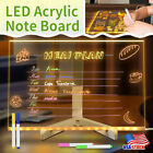 LED Lamp Acrylic Message Note Board Erasable USB Drawing Board Kids Gift +7 Pens