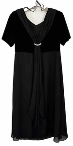 Gorgeous Rhapsody LTD 18W Full Length Low Back Black Velvet Contrast Dress - Picture 1 of 7