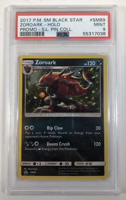 2017 Zoroark Holo Black Star Promo Shining Legends Pin Coll. PSA 9 Mint SM89 - Image 1 of 2