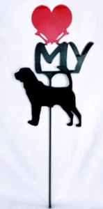 Bloodhound Love (Herz) Yard Schild Metall Silhouette Made in USA - Bild 1 von 1