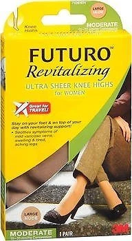 Futuro Ultra Sheer Knee Highs For Women Moderate Compression Nude - Large 6 Pack - Image 1 of 1